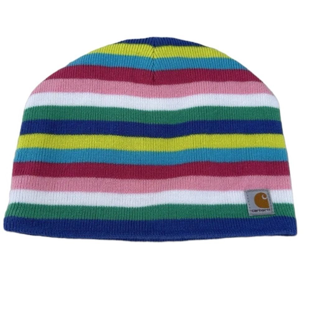 Carhartt Stripe Beanie Hat Youth Multicolored Fleece Lined Bright Winter
